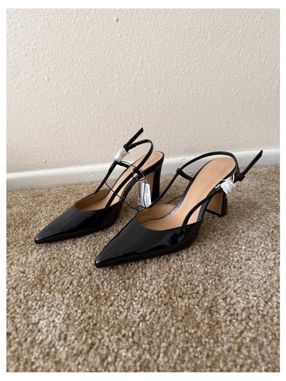Women's Black Patent Slingback Pumps size 7